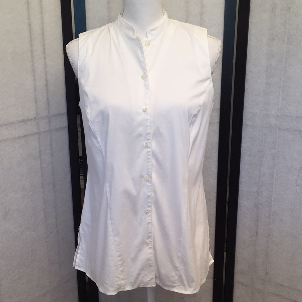Lafayette Sleeveless Asian Collar Tailored Blouse